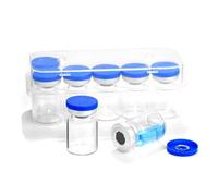 Ehoycq 5ml Sealed Vials with Self Healing Injection Port and Plastic-Aluminum Flip Caps,Glass Empty Vials for Injection 10 Pack