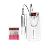 ehozirta High Torque Nail Art Device Shaping Tool Drill Machine 30000 Rpm Electric File Rechargeable Cordless with 6 Bits Lcd Screen Polishing Callus Removal White