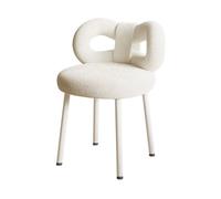 ehozirta Modern White Bowknot Backrest Armless Vanity Stool with Adjustable Foot Pads, Perfect for Bedroom, Living Room, or Bathroom Vanity, Supports Up to 330 Pounds