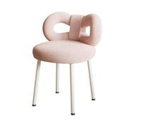 ehozirta Small Vanity Stool Chair with Bowknot Backrest Women Girls Bedroom Makeup Chair Adjustable Foot Pads Armless Dressing Chair for Bathroom Vanity, Bedroom, Living Room Pink