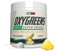 EHP Labs OxyGreens Super Greens Powder with Spirulina & Chlorella, Prebiotic Fiber, Probiotics & Digestive Enzymes - Antioxidant Green Superfood Supplement - 15 Servings - Pineapple
