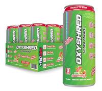 EHP Labs OxyShred Energy Drink - Sugar Free Energy Drinks with Amino Acids, Green Tea Extract, Vitamin C & L Carnitine - Carb Free, Calorie Free, Natural Caffeine, Kiwi Strawberry (12-Pack)