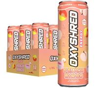EHP Labs OxyShred Healthy Energy Drink - Sugar Free Energy Drinks with Amino Acids, Green Tea Extract, Vitamin C & L Carnitine - Carb Free, Calorie Free, Natural Caffeine - Peach Candy Rings (12-Pack)