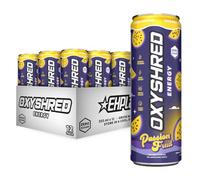 EHP Labs OxyShred Healthy Energy Drink - Sugar Free Energy Drinks with Amino Acids, Green Tea Extract, Vitamin C & L Carnitine - Carb Free, Calorie Free, Natural Caffeine - Passionfruit (12-Pack)