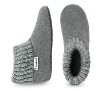 Ehrenkind® Cosy children's slippers made of pure virgin wool, non-slip, breathable and temperature-regulating, hut slippers, children's hut shoes, gray, 12.5 UK Child