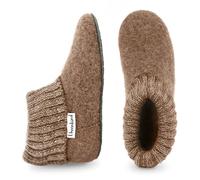 Ehrenkind® Cosy children's slippers made of pure virgin wool, non-slip, breathable and temperature-regulating, hut slippers, children's hut shoes, light brown, 7 UK Child