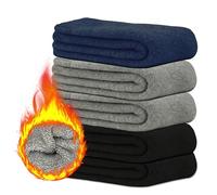 ehsbuy 5 Pairs Winter Thermal Socks Men Wool Warm Thick Knitting Soft Cozy Boots Socks Gifts Set for Ski Hiking Size UK 6-11