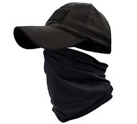 ehsbuy Baseball Caps for Men with Cooling Neck Gaiter Face Scarf Army Tactical Military Hat Neck Tube Snoods for Hiking Hunting Camping Fishing Outdoor Sports Solid Black
