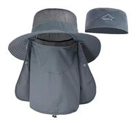 ehsbuy Sun Hats Men with Face Covering Foldable Wide Brim Breathable Mesh Safari Boonie Fishing Bucket Hat Adjustable Summer Beach Cap