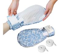 Ehucon 2 Pcs Dementia Care Mitts with Straps - Anti-Scratch Padded Hand Control Gloves with Secure Zip, Breathable Patient Safety Mittens (Minimalist Stripes)