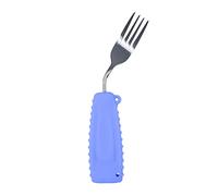 Ehucon Adaptive Utensils,Left or Right Handed Curved Angled Spoon and Fork,for Tremors Parkinsons Limited or Weak Grasp Elderly,Lightweight Ergonomic Cutlery with Non-Slip Easy Grip Handles