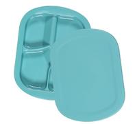 Ehucon Adaptive Utensils Scoop Compartment Deep Dinnerware with Extra Wall, Spill-Proof Divided Plate, Non-Slip Adaptive Diner Wares for Elderly (4-Compartment Deep Plate with Lid)