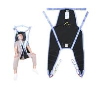Ehucon Universal Divided Leg Sling with Head Support, Padded Patient Lift Sling for Transfer, Lifting or Positioning, U Shape Transfer Sling for Elderly, Disabled, Bedridden, 500Lbs (Black, Medium)
