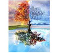 Ehuihuan Colourful Tree Paint by Numbers Adults, Four Seasons Tree Painting by Numbers, Paint by Numbers with Brush and Colours - 40 x 50 cm Sans Cadre (B)