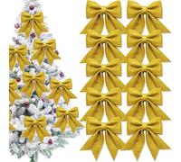 Ehuixinsheng 10pcs Gold Bows for Christmas Tree,Glitter Large Xmas Bow Decorations for Xmas Wreaths,Garland,Gift Wrapping Decor Home Christmas Party
