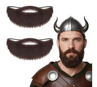 Ehuixinsheng 2Pack Brown Fake Beard,Halloween Fake Mustache Novelty Funny Costume Disguise Elasticity for Adults Men False Beard Facial Hair for Party Cosplay, Holiday Masquerade