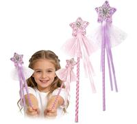 Ehuixinsheng 2Pcs Fairy Wands,Glitter Star Wand Princess Angel Magic Wand Sticks with Diamond for Birthday Halloween Christmas Party Princesses Costume Role Play Props Accessories(Pink+Purple)