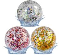 Ehuixinsheng 3 Pack 11" Inflatable Glitter Beach Balls,Confetti Beach Ball Transparent Sequin Beach Ball Swimming Pool Balls for Adult Kids Summer Beach Pool Party Toys Backyard Activities