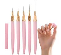 Ehuixinsheng 5Pcs Nail Art Liner Brushes,Fine Thin Nail Art Brush Painting Art Design Dotting Tools Set For Gel Nails Long Lines,Thin Details,Fine Drawing Sizes 7/9/11/25/25mm(Pink)