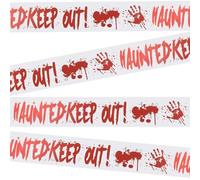 Ehuixinsheng Halloween Decorations Tape,Red Bloody Hazard Warning Props Fright Caution Creepy Scary Decoration Tape Non-stick for Zombie Party,Indoor Party,Decorations Supplies(9.15M)