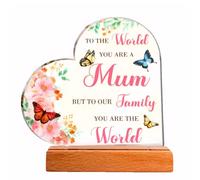 Ehuixinsheng Mothers Day Gifts,Gifts for Mum Birthday Gifts Beautiful Butterfly Heart Acrylic Plaque Best Mum Gifts from Daughter Son for Mummy,Mother,Stepmum,New Mum,Mother in Law 6.3x5.43inch