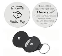 Ehuixinsheng Pocket Hug Gifts for Dad,Double Sided Stainless Steel Pocket Hug Token with Leather Keepsake Chirstmas Gifts For Father's Day Gifts Birthday Gifts Best Dad Gifts From Daughter