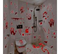 Ehuixinsheng Realistic Halloween Indoor Bloody Window Stickers, 70pcs Scary Spooky Handprint Footprint Reusable Halloween Front Door Large Decorations