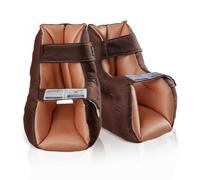 EHUSPU Heel Protector Cushion Pair with Open Heel Design, Adjustable Double Velcro Straps, Soft Support Foot Pillow for Comfort & Pressure Relief (Brown, 2 Pack)