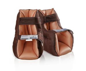 EHUSPU Heel Protector Cushion Pair with Open Heel Design, Adjustable Double Velcro Straps, Soft Support Foot Pillow for Comfort & Pressure Relief (Brown, 2 Pack)