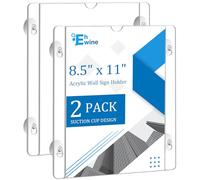 EHWINE 2 Pack Acrylic Window Sign Holder 8.5×11 with 4 Suction Cups, Clear Acrylic Frames Glass Door Wall Mount Advertising Signage Sign Holder for Store, School, Office, Home