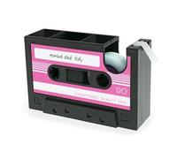 Ehwisbe 1 PCS Retro Cassette Tape Dispenser Retro Supplies Funny Cute Tape Dispenser Pink-Black