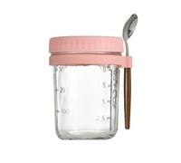 Ehwisbe 1pcs Breakfast Cup Container Airtight Oatmeal Jar with Cover and Spoon Portable Oatmeal Cup for Salads Cereal Easy Install High Guality Pink