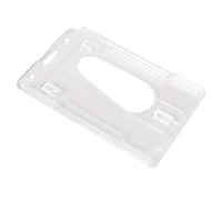 Ehwisbe 1x Vertical Hard Plastic Badge Holder Double Card ID Multi Transparent 10x6cm