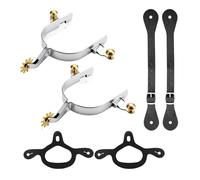 Ehwisbe 2 Pack Spurs for Cowboy Boots Men with 2 Pcs Leather Belt and Tie Down Straps, Western English Horse Spurs