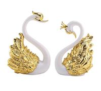 Ehwisbe 2 Pieces of Swan Ornaments Figurines,Swan Cake Decoration,Car Figurines Decoration,Home Wedding A