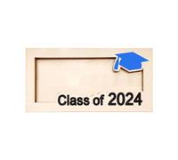 Ehwisbe 2024 Personalized Graduation Money Gift Holder Custom Wooden Graduation Cash Holder Card Box, Class of 2024 Blue