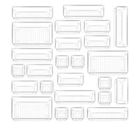 Ehwisbe 25pcs Plastic Drawer Organizers, 4 Sizes Transparent Drawer Organizers for Bathroom, Dressing Table, Cosmetics,Tableware