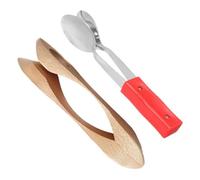 Ehwisbe 2Pcs Traditional Wooden/Metal Musical Spoons Light Hand Percussion Instrument for Music Teaching Aids