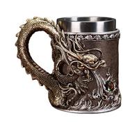 Ehwisbe 304 Stainless Steel Golden Copper Dragon Beer Resin 500ML Medieval Tea Cup Coffee Mugs Copper Color New Party Bar A