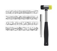 Ehwisbe 34 PCS Leather Stamping Tools, Leather Crafting Tools with 32PCS Different Shape, 1 Rubber Hammer, 1 Leather Punch Tools