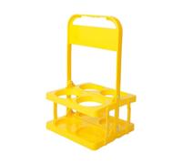 Ehwisbe 4 Holes Foldable Plastic Beverage Carrier,Reusable Drink Holder with Handle Portable Drink Holder Yellow