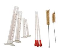 Ehwisbe 4 Measuring Cylinder - 5ml, 10ml, 50ml, 100ml - Premium Glass - Contains 2 Cleaning Brushes + 3 x 1ml Glass Pipettes