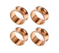 Ehwisbe 4 PCS Napkin Rings, Hammered Design Serviettes Buckle for Wedding Champagne Gold