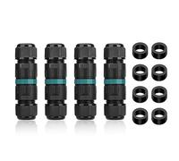 Ehwisbe 4 Piece 2 Way 3 Pole Junction Box As Shown IP68 Outdoor Waterproof Electrical Cable Connector Ø5-12 mm