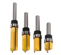 Ehwisbe 4Pcs Flush Trim Router Bits Top Bearing Router Bit 1/4 inch Shank Straight Pattern Template Router Bit Wood Milling Cutter Tool