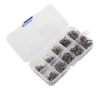 Ehwisbe 500pcs Fish Jig Hooks with Hole Fishing Tackle Box 10 Sizes Carbon Steel