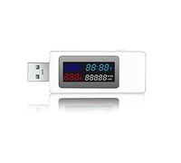 Ehwisbe 6 in 1 USB Tester DC4-30V IPS Display Digital Voltage Power Timing Capacity Meter Detector for Current, Voltage,White