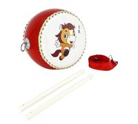 Ehwisbe 7 Inch Chinese Drum Hand Drum Wooden with Carry Strap and Sticks Traditional Chinese Percussion Instrument