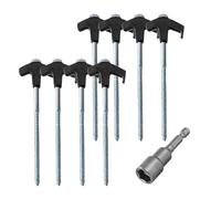 Ehwisbe 8Pcs Screw in Tent Stakes with Hex Socket Heavy Duty Spiral Screw Tent Stakes Pegs Screw for Outdoor Camping Black