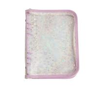 Ehwisbe A5 Budget Binder Cover with Zipper, Glitter Stars A5 6 Ring Binder Planner, Clear PVC Refillable Notebook Shell